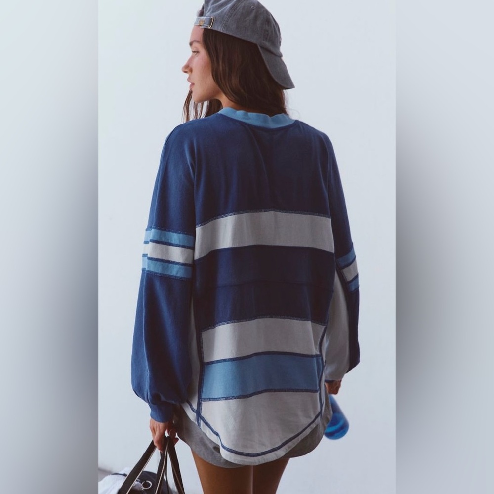 FP Movement by Free People Rugby Ready Washed Indigo Layer ~ XS ~ NWT - Picture 3 of 11